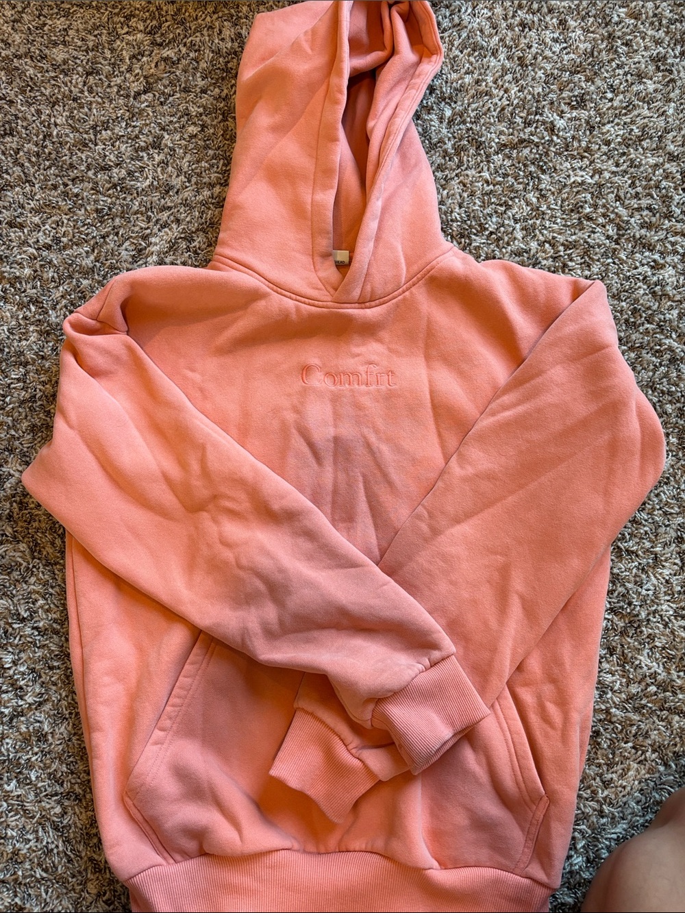 Comfort Embroidered Coral Pink Hoodie - Women's Crew/Scoop